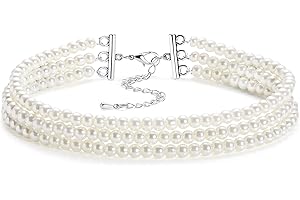 BABEYOND 1920s Damen Halskette Kurz Multi Schichte Choker Kette Hochzeit Braut Schmuck Accessoires Imitation Perlen Kette Elegant