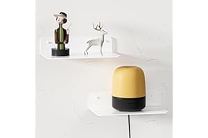 Wisfame Wandregal Weiß Ohne Bohren 2er-Set, Metall Regal Wand 23cm Schweberegal Klein Badezimmer Kleberegal für Wohnzimmer, Schlafzimmer, Küche, Büro