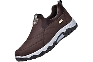 AZMAHT Scarpe Sanitarie Uomo Scarpe Diabetici Uomo Scamosciato Confortevole Sneakers Casual all'Aperto Mocassini Uomo Classico Piatto Slip On,Marrone,43/265mm