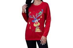 Clearlove Damen Weihnachten Sweatshirt Weihnachtspullover Frauen Casual Langarmshirt Christmas Sweat Oberteile Top S-XXL