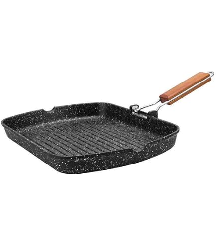 Padella Per Bistecche Antiaderente 30cm Con Coperchio In Vetro – Adatta A Induzione – La Griglia Americana Per Carni E Verdure