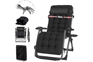 YOIZO Tumbona Plegable reclinable para Exteriores, con cojín, Silla Plegable Ajustable para Patio, jardín, Playa, Piscina, con Almohada, 240 kg (Negro)