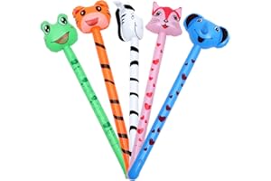SAFIGLE Pack of 5 Inflatable Animal Sticks - Colourful Inflatable Toys for Children, Ideal for Parties and Games, PVC Material, Fun for Every Child