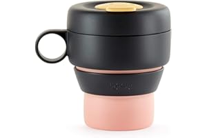 Lékué Taza colapsable para tes o cafés, Mug To Go Coral, 1 Unidad