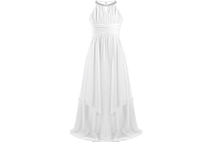 TiaoBug Blumenmädchenkleid festlich Mädchen Kleid Kinder Lange Chiffon Kleider Hochzeit Partykleid 104 116 128 140 152 164