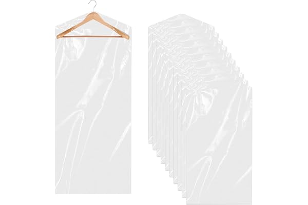 10 stycken klädpåsar transparenta långa klädväskor klädskydd plast för upphängning kostymer, klänningar, rockar, jackor, skjortor (10 stycken 60 x 180 cm)