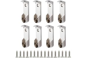 Niaciswe Supports de Tringle Ovale 8 Pièces Support Tringle Penderie Support Penderie Support Penderie D'armoire Penderie Supports Fixation Upports Ovales en Métal pour Support Barre Penderie