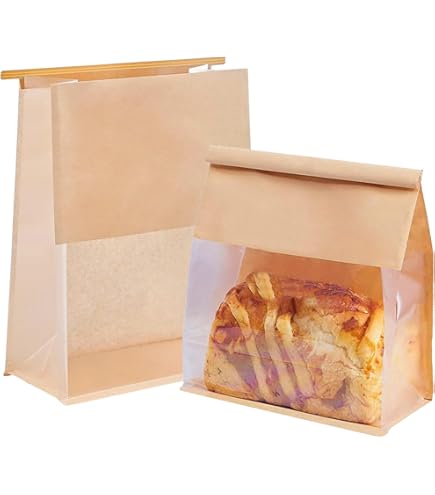 25 Pcs Sachets En Papier Kraft Marron Avec Fenetre, 17x9x6cm