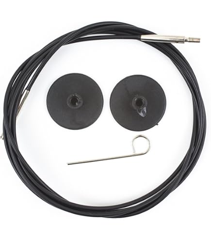 Cavo Per Ferri Circolari Knitter's Pride Thin&Flex Swivel 360 – 50 Cm, Nero, In Acciaio Inox Con Rivestimento Nylon, Girevole A 360°