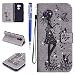 Produktbild FESELE Glitzer Blume Schutzhülle für [Huawei Nova Plus] Schmetterling Katze Prägung Kristall Glitzer Diamant Strass Brieftasche Hülle Leder Tasche Flip Handyhülle mit Magnetverschluss, Huawei Nova Plus Luxus Bling Wallet Case Kartenfach Ledertasche Leder-Mappen-Karten-Slot-Abdeckung mit Standfunktion für Huawei Nova Plus + Blau Eingabestift Stylus Touch Pen-Mädchen Katze,Grau
