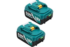 TEENPOWER 5500mAh Ersatzakku für Makita 18V Akku Kompatibel 18 V Li-Ion Ersatzakku BL1815 BL1830 BL1840 BL1850 BL1860 BL1890 BL1415 BL1430 BL1440 (2 Stück)