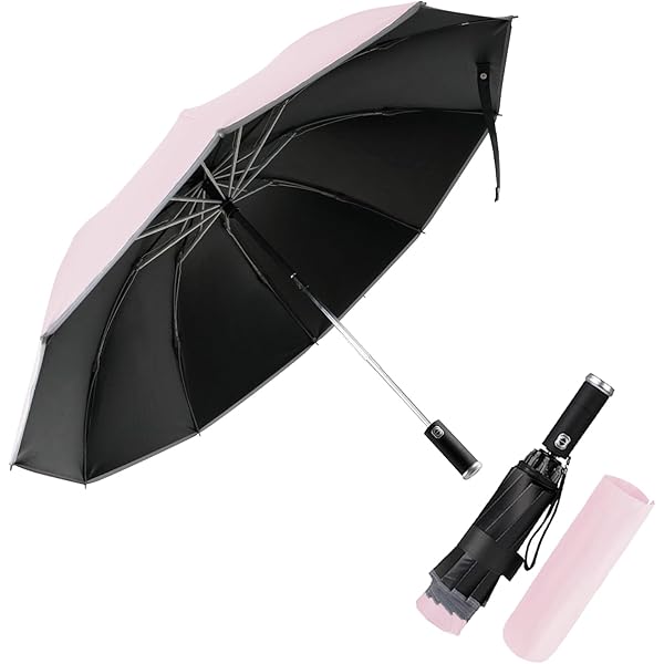Ombrello Inverso Automatico Antivento - Compatto Con Strisce Riflettenti 360&deg;