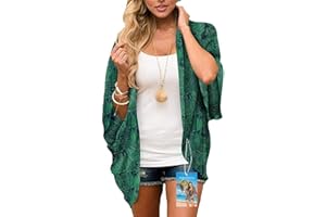 YULOONG para Mujer Cover Ups Gasa Estampado Floral Kimono Suelto Chal cárdigan Boho Verano Blusa Informal Top Sexy Playa Traje de baño Capas