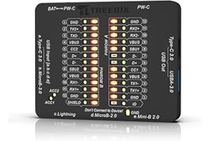 Treedix USB Kabeltester USB-C-Kabeltester Datenkabeltester Prüfplatine, USB Tester für Type-C, USB-A 3.0, Micro-B 3.0, Micro-B 2.0, Mini-B 2.0 sowie für Lightning-Kabel indem Sie die LEDs überprüfen