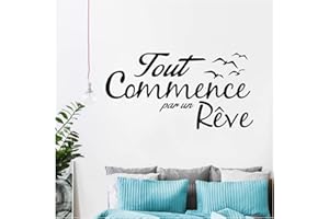 AMBIANCE STICKER Sticker "Tout Commence par un Rêve" Noir - 55 x 110 cm