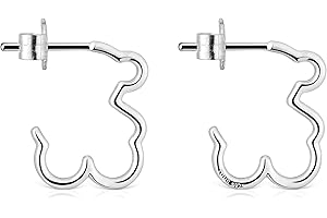 TOUS Pendientes de Plata de Primera Ley para Mujer con Motivo de Oso de 16 mm, Colección Silueta