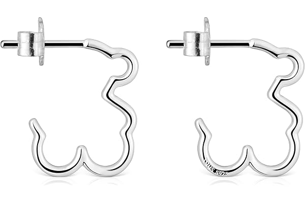 TOUS Pendientes de Plata de Primera Ley para Mujer con Motivo de Oso de 16 mm, Colección Silueta