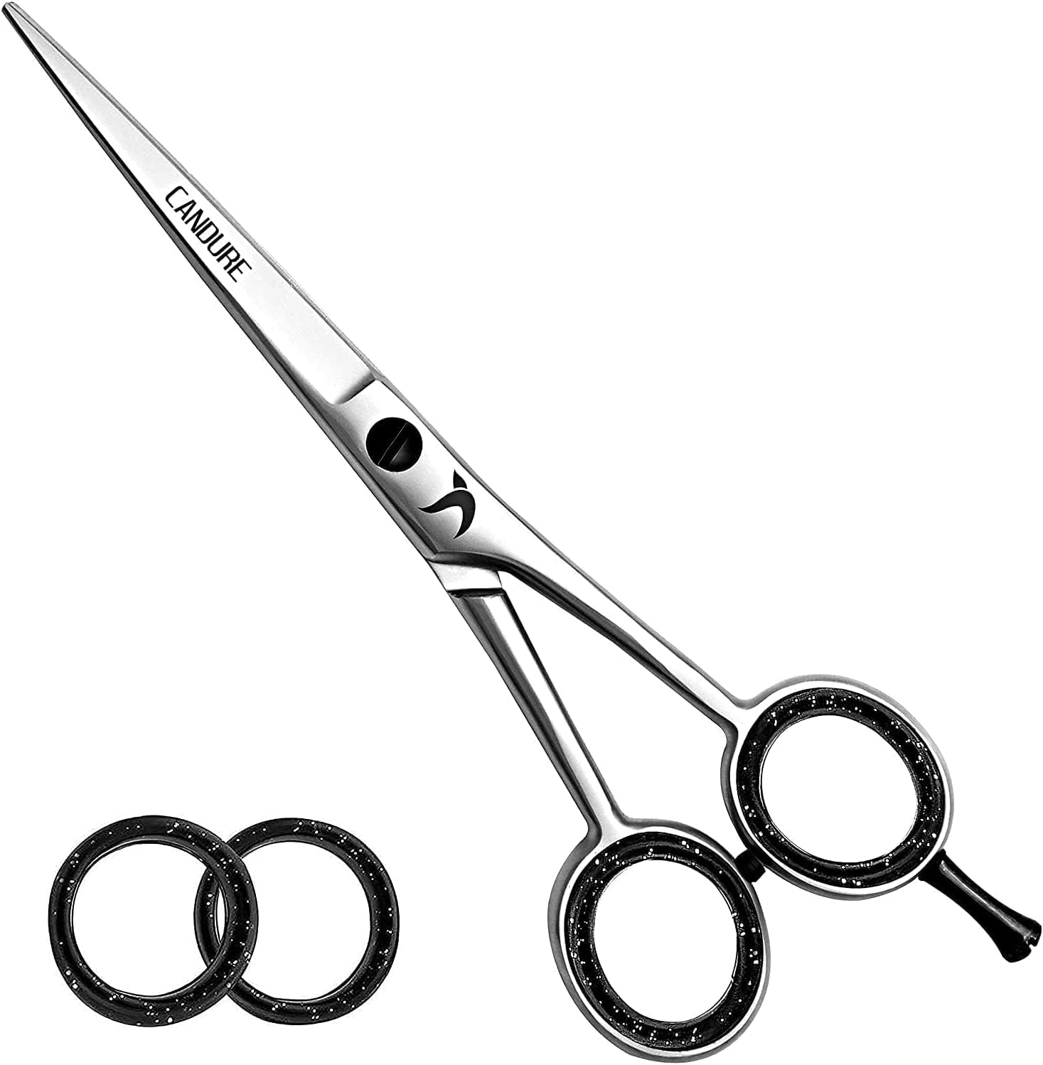 Candure Ciseaux de Coiffure 6,5 Pouces Ciseaux de Coupe Professionnels avec Peigne & Étui en Cuir pour Coiffeurs, Barbiers, Hommes, Femmes & Enfants (Argent Polonais)