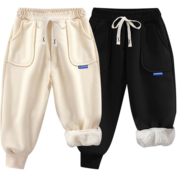 Pantaloni In Pile Per Bambini - Pantaloni Della Tuta Invernali Morbidi Con Fodera Calda, Polsini Elastici 2-12 Anni
