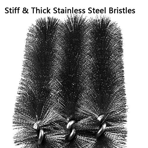 BBQ Grillbürste, Sounor 3 in 1 BBQ Edelstahl Grillbürste, 360° Reinigung, 18″ Extra Langer PP Wärmedämmung Griff, Langlebig Gewebt Edelstahldraht Borsten Perfekt für Holzkohle-Grill, Gas-Grill und Elektro-Grill (Schwarz) - 4