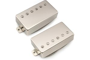 Musiclily Pro LP-CBLA Alnico 5 Covered Humbucker Neck Bridge Pickups Set 7.8K/8.8K for LP Style Electric Guitar, Nickel