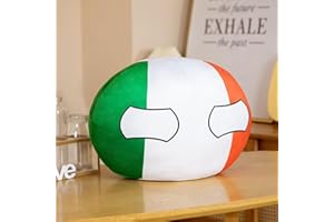 JUNZIWING Anime Polandball Peluche, Cartone Animato Unione Europea America Francia Italia Peluche Cuscino Ciondolo Palla Nazionale, Donne Bambino Giocattoli di Compleanno Regalo 30 Cm Italia