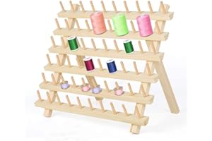 HAITRAL 60 Spool Sewing Thread Rack with Hanging Hook, Wall Mounted Wooden Thread Holder Organizer for Embroidery, Hair Braiding, Sewing