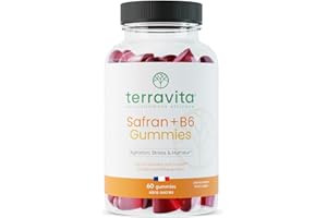 Gummies SAFRAN + Vit B6 | 60 Gummies Brevetés Safr’inside™ | Safran Rouge Sargol | Adultes et Enfants | Concentration - Anti-Stress - Humeur Positive | 30 Jours de Cure | Made in France | Terravita