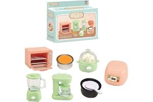 KARLOR Miniaturowy zestaw przyborów kuchennych, miniaturowy piekarnik, sokowirówka, jajowar do ryżu, ekspres do kawy, mini przybory kuchenne 1:12, akcesoria kuchenne, mini kuchnia, dekoracja stołu