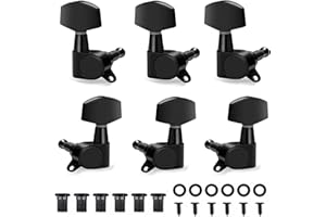 PLAPOT 6 Pezzi Pioli Accordatura per Corde,3R 3L Meccaniche per chitarra Pioli di accordatura,Paletta Chitarra Meccanica,Accordare Pioli con Rondelle, Viti e Dadi,per Chitarra Elettrica o Acustica- Nero