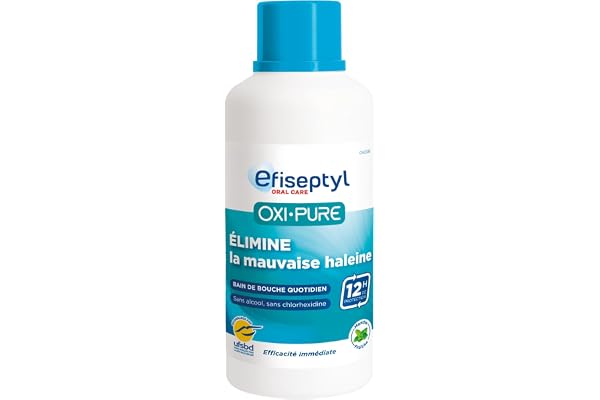 Efiseptyl - Oxi-Pure Renforcement de la dentition Bain de Bouche Protection Halitose - Haleine Fraîche 12h - Efficacité Prouvée - Goût Menthe - Sans Alcool - 500 ml (L'emballage peut varier)