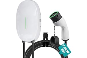 Teskee Chargeur EV Type 2 Wallbox Home Station de recharge de voiture EV intelligente pour toutes les voitures EV et hybrides rechargeables à l'extérieur et à l'intérieur 7,2kW 32A 6 Metros Monofásico