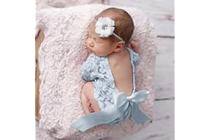 IKASUS Baby Photo Shooting Costumi,Accessori di scena fotografici neonati,Baby Backless Pizzo pagliaccetto vestiti foto abbigliamento bambino abbigliamento set per bambini foto fotografia accessori stile A: bianco