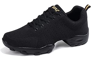 Uhclrr Chaussures De Danse pour Hommes, Chaussures De Danse Sportives Décontractées, Adulte pour Hommes Voler en Treillis Tissé en Bas De Forme Souple Fitness Four Seasons Dance Shoes(44 EU, Black)