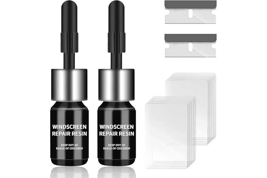 Yaru Windscreen Chip Repair Kit, Windscreen Repair Kit, Upgraded Glass Repair Kit, 5 Min Quick Glass Repair Liquid, Long-Lasting for Windscreens, Windows & Mirrors, For Most Crack Types, Pack of 2