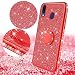 Produktbild Kompatibel mit Samsung Galaxy A40 Glitzer Hülle Schutzhülle Case Überzug Sparkle Bling Glänzend Soft Flex Durchsichtig TPU SilikonHülle + Strass Diamant Ring Halterung Hülle Tasche für Galaxy A40,Rot