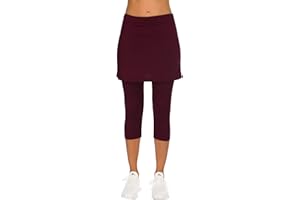 Balancora Damen Sportskort Laufskort Leggings mit Rock Tennisröcke Hockey Rock Engen Capris Gym 3/4 Yoga Pants Mit Taschen und Kopfhöreranschluss