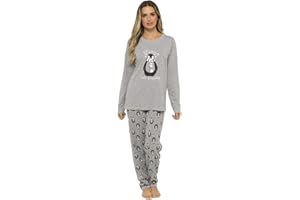 Daisy Dreamer Pyjama Set Women's Cotton Jersey Pyjamas Lounge Wear Long Sleeve Grey PJs