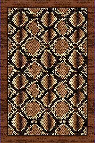 TEPPICH WOHNZIMMER DESIGNER MUSTER SCHLANGENHAUT MELIERT BRAUN NEU S – XXL (250 x 300 cm) - 2