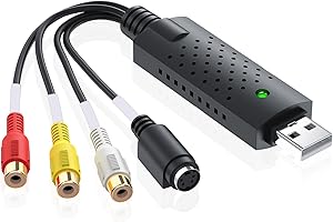 WUIOWPPIC USB 2.0 Audio Video Grabber Konverter,Video-Formatwandler Capture Card mit USB 2.0 einschließlich VCR VHS DVD Video Rekorder für für Windows11/10/8/7/Mac