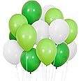 Bealif Green White Balloons 30 Pack, 12 Inch Dark Green Lime Green Party Balloon Wild One Jungle Safari Theme Decorations for Boys Girls Birthday Decorations Baby Shower Photo Shoot