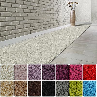 casa pura Tapis de couloir casa pura® tapis shaggy | tapis poil long | Fabriqué en Allemagne | accueil, tapis de passage | tailles et couleurs au choix | Barcelona, 66x350cm - ecru