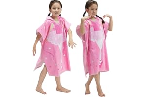 BANGSAUR Kinder Strand Pool Bad Kapuze Poncho Handtuch, 100 Baumwolle Surf Wickeltücher Wickel, Baby Kleinkind Mädchen Jungen 3-12 Jahre