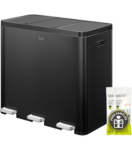Vuilnisemmer met 2 vakken, afvalemmer voor in de keuken, 60 liter, van