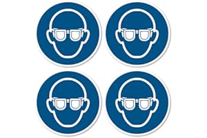 HAVATI Utilizzare la protezione degli occhi: M004 – DIN EN ISO 7010 / ASR A1.3 – Adesivo: Ø 10 cm, 4 pezzi