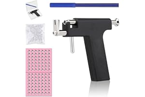 GANILITY Juego de Piercings en la Oreja, Herramientas Profesional de Perforación de Orificio, Kit de Pistola para Perforación de Orejas Indolora, con 98 Pendientes, Negro