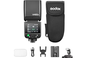 GODOX V480N TTL - Flash per fotocamera Nikon, GN50 Speedlite 650, numero flash 1/8000s HSS 1,7 s, tempo di ricarica integrato 5600 K, con diffusore, compatibile con fotocamere Nikon