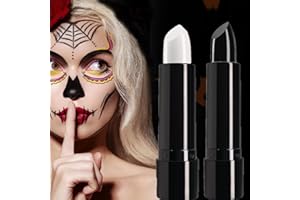 KARLOR Juego de pintura para la cara, 2 unidades, color blanco y negro, juego de pintura corporal a base de aceite, cremoso de larga duración, lápiz de maquillaje para el cuerpo, cara de Halloween,
