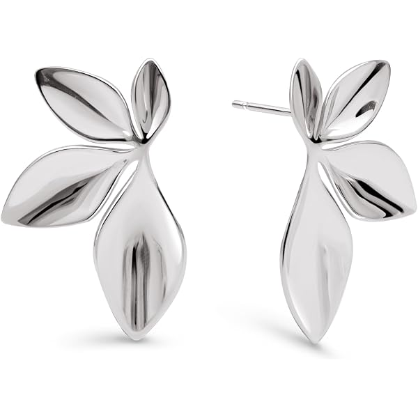 SINGULARU - Pendientes Jasmine. Pendientes Flor de Acero Inoxidable con Baño en Oro de 18Kt. Cierre Tuerca a Presión. Joyas para Mujer