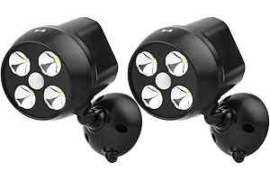 NICREW Battery Powered Outdoor LED Security Light 2-Pack, PIR Motion Sensor Spotlight, Weatherproof Outdoor Wall Light for Gardon Walkways